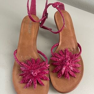 Matisse Fuchsia Sandals with Floral Accent